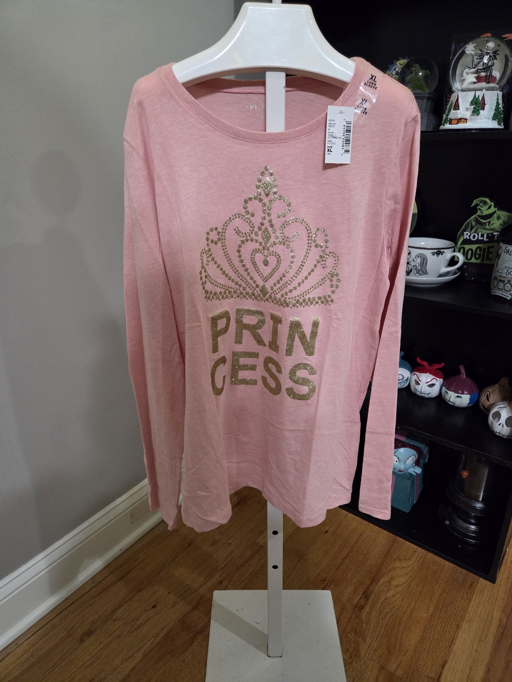 The Children's Place Pink Long Sleeve 'Princess' Tee with Gold Glitter